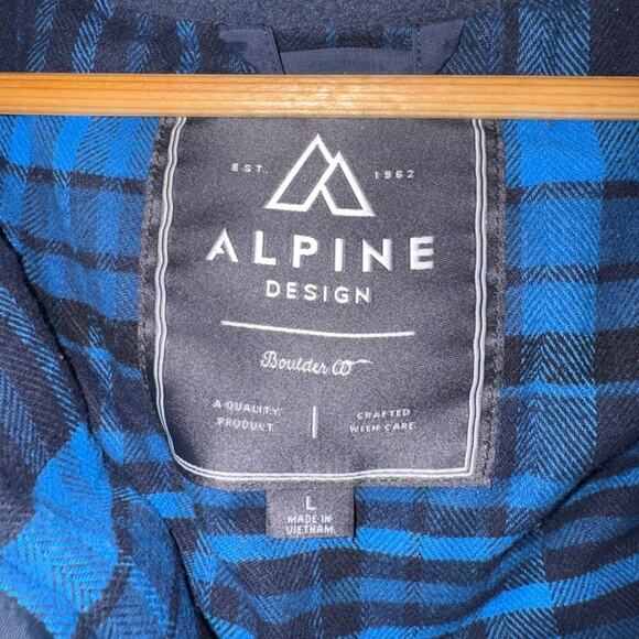 Alpine Design Men’s Puffer Vest Orange Navy Size Large Down Fill - Picture 3 of 6